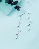 925 Sterling Silver Vine Branch Leaf Tassel Earrings