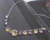Bohemian Tassel Crystal Silver Necklace for Women