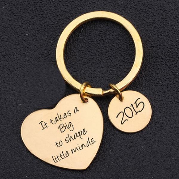 Teacher Keychain It Takes a Big Heart to Shape Little Minds Keyring Bag Charm