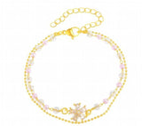 Zircon Pearl Double Layer Crystal Flower Bracelet