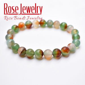 Green Peacock Agates Bracelets Beads 8mm Size for Women Men