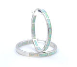 32mm Green Fire Opal Hoop Earrings for Women