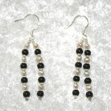 Dark Red Garnet Pearl Earrings with Crystals
