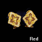 Shell Flower Earrings Plated Lozenge Clover Clip Earrings