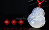 Agate Jade GuanYin Buddha Pendant + Rope Necklace