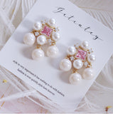 Pink Diamond Fairy Princess Earrings Tassel Sweet Retro Light Earrings
