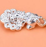 3D 999 Silver Wealth Pixiu Pendant Good Luck Piyao Pendant