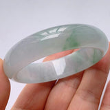 Natural Burmese Jade Light Green Two-Color Bracelet 54-64mm