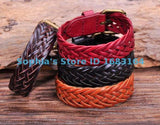 G122 Red Classic Braided Leather Bracelet Men