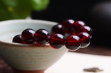 Koraba Wine Red Garnet Beads Link Chain Bracelet 10MM