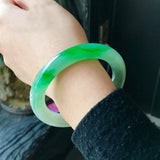 Natural Burmese Jadeite Light Green Bracelet 54-62mm Princess Jewelry