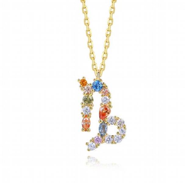 925 Silver Zodiac Necklace with Zircon Pendant
