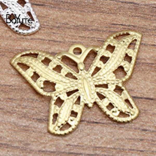 BoYuTe 100Pcs 22*16MM Filigree Butterfly Pendant Brass Material DIY