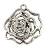 40Pcs Tibetan Silver Hollow Rose Charms for Jewelry Making