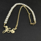 Pearl Name Necklace Cuban Chain Choker Pendant Jewelry