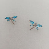 Dragonfly Earring with Glass and Rhodium Plating