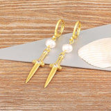 Nidin Freshwater Pearls Drop Dangle Earrings Vintage Styles