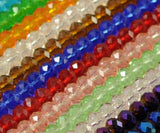 500pcs 8mm Mixed Glass Beads Rondelle Oval Spacer Crystal Necklace Hole