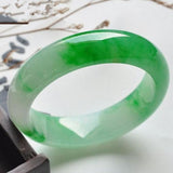 Zheru Pure Natural Myanmar Jade A-Class Light Ice Green Bracelet