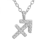 925 Silver Zodiac Pendant Choker with Crystal - Choose Your Sign