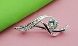 925 Sterling Silver Zircon Pendant Brooch