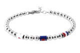 Men's Summer Enamel Flag Bracelet Stainless Steel Beaded Jewelry