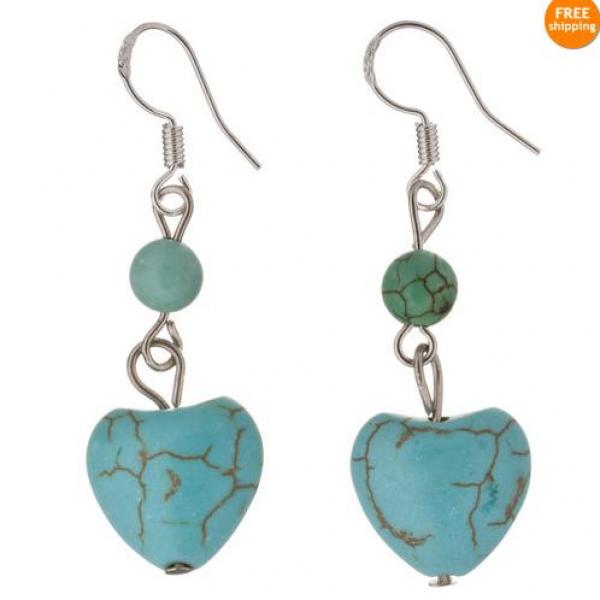 S925 Sterling Silver Turquoise Dangle Earrings for Lady