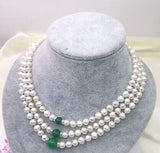 Natural Pearl 7-8mm 3 Row Necklace Jewelry Jaspers Beads Accessories