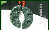 Cyan Dragon & Phoenix Pendant Charm Bracelet Hand-Carved Jewelry