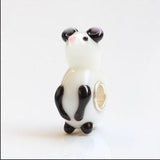 925 Sterling Silver 3D Mouse Snowman Pig Dear Charm Glass Beads