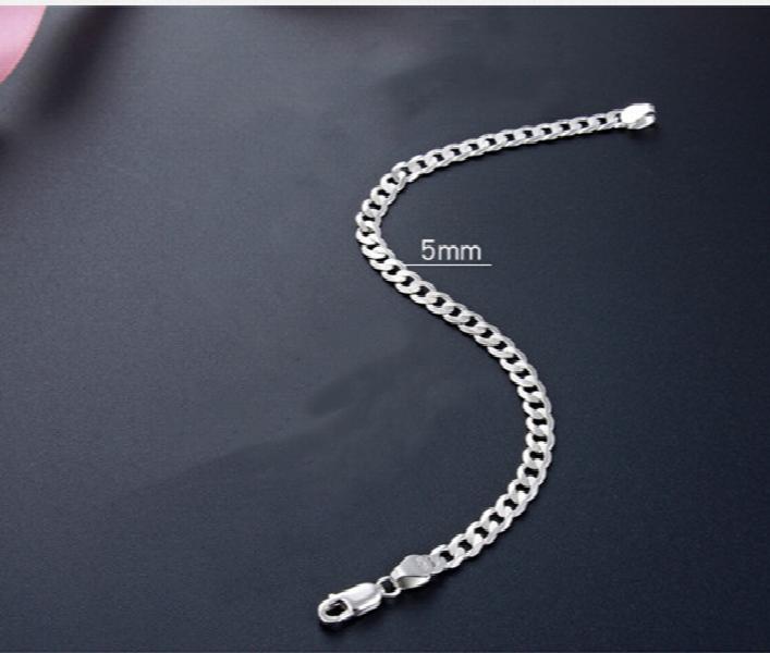 Real S925 Pure Silver Men Bracelet Whip Chain Boys Jewelry
