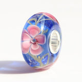 925 Silver 3D Flowers Glass Charm Beads for European Bracelet