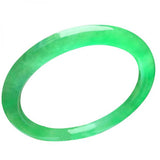 Natural Green Round Bar Burmese Jade Bracelet 54-64mm