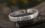 999 Silver Bangle Good Luck Bracelet Tibetan Six Words Cuff Bracelet