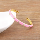 Nidin Zircon Cuff Bangles Bracelet Women CZ Plated Oil Dripping Beach Vacation