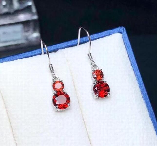 925 Silver Garnet Earrings Women