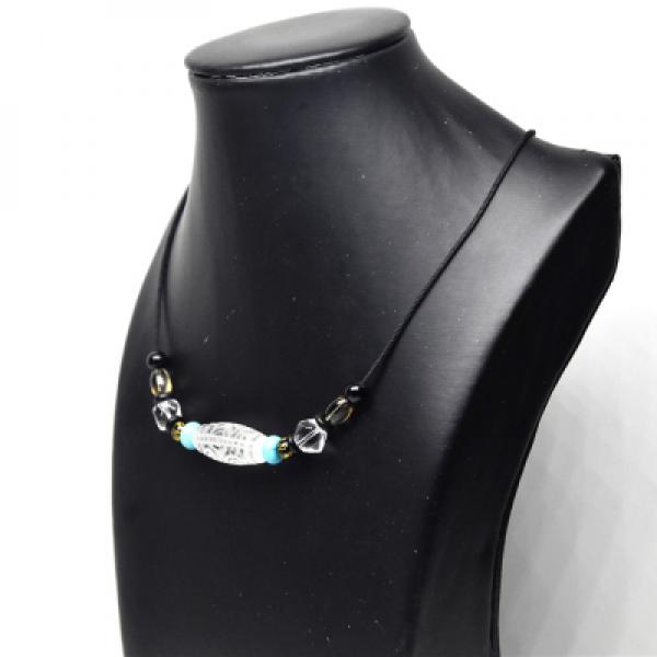 Tibetan DZI Necklace Crystal Carving Diamond Hammer Amulet dZi Necklace