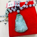 Emerald Jade Hand-Carved Bamboo Pendant Necklace Men Women