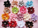 200pcs Satin Ribbon Flowers with Rhinestones - Mix Colors 25-30mm
