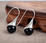 Natural Jade Earrings 925 Silver Lead Gems Marcasite Earrings