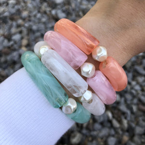 Colorful Acrylic Tube Pearl Charm Bracelet For Women