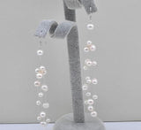 AA White Pearl Earrings 4-6mm Silver Dangle Jewelry