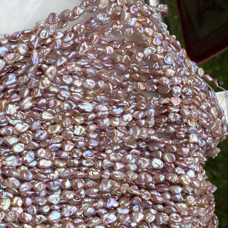 Purple Reborn Keshi Pearl Flat Oval 6-7mm Loose Beads for DIY Jewelry