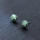 925 Silver 10.5mm Chalcedony Jade Stud Earring