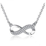 Sterling Silver Crystal Infinity Pendant Necklace Figure 8 Chain for Women