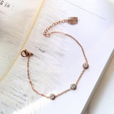 Rose CZ Bracelet Charms Stainless Steel Jewelry Woman Prevent Fade