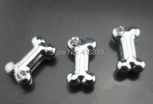 100pcs 8mm Rhinestone Dog Bone Slide Charm