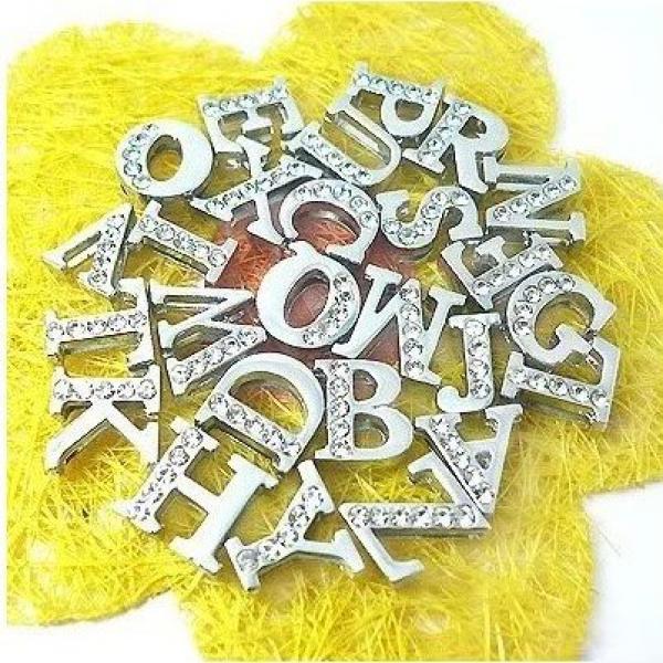 130pcs 8mm A-Z Half Rhinestone Slide Letters DIY Accessories