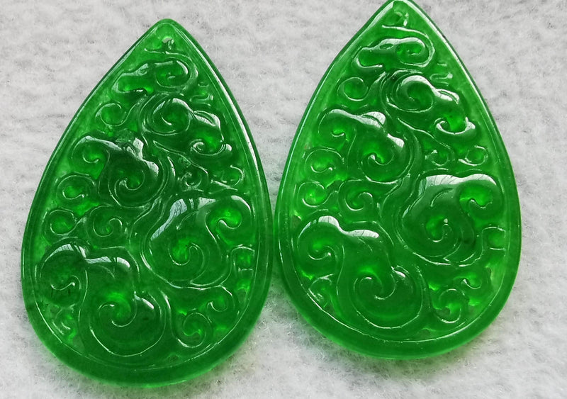 Green Emerald Jade Drop Pearl Earrings, Filigree Teardrop Earrings
