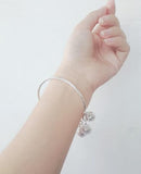 Adjustable Metal Ring and Bell Bangle Bracelet for Women
